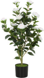 HOMCOM Plantă Artificială Camelie, Flori Realiste, 176 Frunze PEVA, Ghiveci PP, Alb | Aosom Romania (83C-225V00WT)