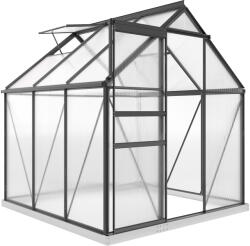 Outsunny Seră din Policarbonat și Aluminiu cu Ușă Glisantă și Fereastră Reglabilă pe Acoperiș, 3.6㎡, Gri | Aosom Romania (845-540V00GY)