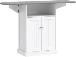 HOMCOM Masă de călcat cu suprafață pliabilă și dulap pentru depozitare, 131x37x88.5 cm, alb | Aosom Romania (83D-162V80CW) Comoda