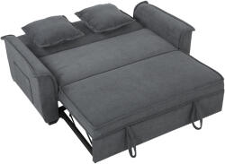 HOMCOM Canapea-futon extensibilă, spătar reglabil, 2 locuri cu 2 perne, Gri închis | Aosom Romania (83B-756V00CG) Canapea