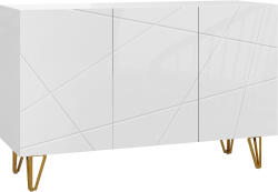 HOMCOM Dulap de Depozitare cu 2 Dulapuri și Raft Reglabil, din PAL și Metal, 120x40x75 cm, Alb și Auriu | Aosom Romania (839-935V80WT) Bufet