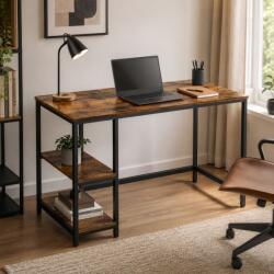 VASAGLE Birou industrial cu rafturi, 120x60 cm, lemn rustic şi oţel (LWD47X)
