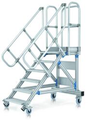 ZARGES Gurulós, dobogós lépcső kétoldali kapaszkodóval és körbefutó korláttal 10 (ZARGES_40255764) - allvanybazis