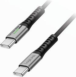 LogiLink Cablu de date si alimentare LogiLink CU0434 USB 3.2 USB Gen Type-C T la USB Type-C T 2m PD 100W 3 x ecranat 4K/60Hz 20Gbps LED metal Negru (cu0434)