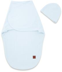 MimiNu by Kieczmerski MimiNu, Soft, Leo, scutec din muselina cu caciula, Baby Blue, 0-3 luni