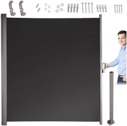  Kihúzható napellenző, belátásgátló, 180x400 cm, szürke - oldalsó árnyékoló teraszra, erkélyre (KX3219)