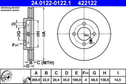 ATE Disc frana ATE 24.0122-0122.1 (24.0122-0122.1) - turbochic