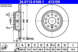 ATE Disc frana ATE 24.0112-0169.1 (24.0112-0169.1) - turbochic