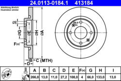 ATE Disc frana ATE 24.0113-0184.1 (24.0113-0184.1) - turbochic