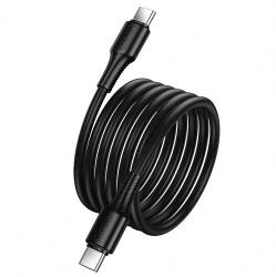 hoco. X120, USB kábel, USB-C - USB-C, (1 méter 60W 3A), fekete (Gyorstöltő)