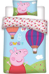 Peppa malac Hot-air Balloon gyerek, ovis ágyneműhuzat 100×135cm, 40×60 cm (BRM000995) - aprotalpak