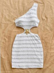 Shein Fehér Ruha Mini Aszimmetrikus Egyvállas Dekoratív Csat Shein 38