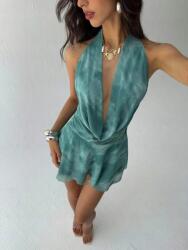 Shein Zöld Ruha Mini Mintás Tie Die Chiffon Mély Nyakkivágással Shein 38