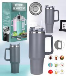 Gordon Thermo Bögre Termosz Szívószállal Sötétszürke Rozsdamentes Acél Fogantyú 1200 ML