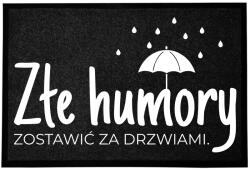 TabPrint Lábtörlő Kényelmes 40X60CM Vicces Fekete Csúszásgátló Nyomtatás (WYCIERACZKA ZŁY HUMOR? ZOSTAW ZA DRZWIAMI.)