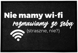 TabPrint Lábtörlő Bejárati Kényelmes Fekete Vicces Csúszásgátló Nyomtatás 40X60CM (WYCIERACZKA WEJŚCIOWA BEZ WI-FI, ROZMAWIAMY)