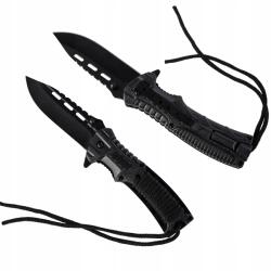Mil-Tec Összecsukható taktikai kés Mil-Tec Clip Point Paracord Black kovakővel (15318400)