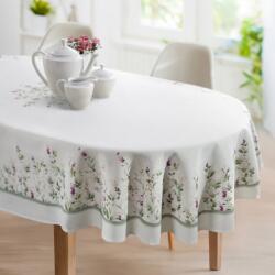 Takoy Față de masă ovală, naturală de culoare mentă, 140x260 cm SUMMER 11, decorată cu imprimeu floral de vară Fata de masa