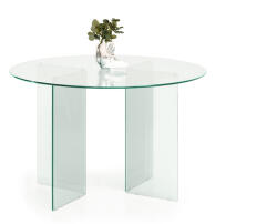 VOX bútor MURANO Crystal Clear minimalista edzett üveg étkezőasztal, Ø 120 cm