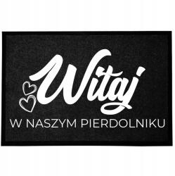 TabPrint Lábtörlő Bejárati Kényelmes Vicces 40X60CM Csúszásgátló Fekete Nyomtatás (WYCIERACZKA WITAJ W NASZYM BAŁAGANIE HIT)