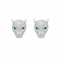 ElectraStore Cercei Argintii Cu Cristale Zirconia Panthere (C4890)