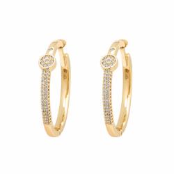ElectraStore Cercei Aurii Golden Hoops Cu Zirconia (C4899)