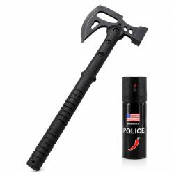 Depox Set topor si spray paralizant chili, DEPOX®, otel inoxidabil, negru, 42 cm/ 60 ml (1092)