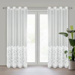 Takoy Fehér függöny hálós anyagból virágokkal és apró 3D-s gyöngyökkel 140x250 cm ringlivel - JASMIN 2 Eva Minge