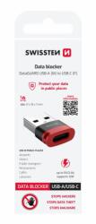 SWISSTEN DataGUARD USB-A (férfi)/USB-C (női) töltőadapter adatzárral - fekete színben (73501221)