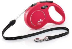 flexi FLEXI Classic, lesă șnur retractabilă câini, reflectorizant, poliester, roșu, S(12kg, 8m)