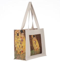 SHOPIKA Geanta de umar din material textil cu imprimeu inspirat din pictura Sarutul a lui Gustav Klimt