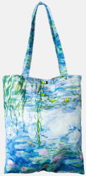 SHOPIKA Geanta shopper din material textil, imprimata cu reproducere dupa Nuferii de Claude Monet
