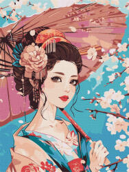 Ideyka Set pictura pe numere, cu sasiu, Frumusete japoneza, 30x40 cm (KHO8465)