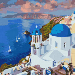 Ideyka Set pictura pe numere, cu sasiu, Vedere din Santorini, 50x50 cm (KHO2754)
