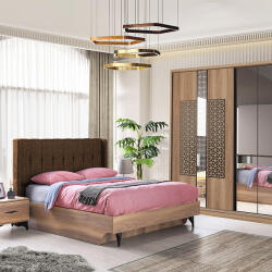 LAVO Спален комплект AREZZO с легло 160x200, гардероб и 2 нощни шкафчета (LV-ARE-BR-160)