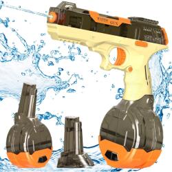 Flippy Pistol cu Apa Electric, Flippy, 2 Rezervoare 75/350 ml, din ABS+Silicon, Baterie, Incarcare USB, Conectare la Furtun, +6 Ani, Maro (131401)