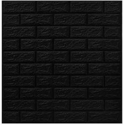 Flippy Set 10 Placi Tapet 3D, Flippy, 70 x 77 cm, Grosime 3 mm, din Polietilena, Model Caramida, Suprafata acoperita 5.3 mp, Negru (128797)