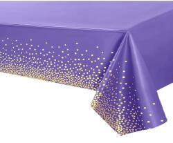 Flippy Fata de Masa, Flippy, din PEVA, Imprimeu Buline Aurii, 137 x 274 cm, Impermeabila, Fara Pete, Curatare Rapida, Mov (131486) Fata de masa