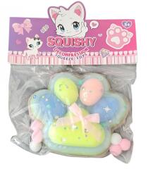 Flippy Jucarie Antistres Squishy, Flippy, cu Revenire Lenta, Model Labuta de Pisica Pufoasa, 12.5x10.5 cm, 220g, Squeeze Pinch Family, Multicolor Albastru (136182)