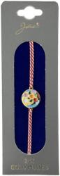 Jolie Bratara Placata cu Aur 24k, Jolie, Model GLOB cu STELE, Martisor Bratara, cu Snur Alb/Rosu, Auriu (165483)