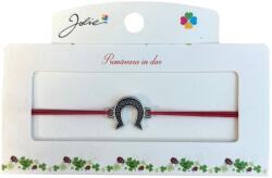 Jolie Martisor tip Bratara cu Pandantiv Metalic, Jolie, Snur Textil Rosu, Model Potcoava Flori, Dimensiune Reglabila, Nod Dublu, Ambalata Individual (165761)
