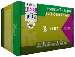 Flippy Instalatie Craciun, 40 m, 1144 Led-uri , Franjuri, Multicolor, Flash, Transformator, Interconectabila, Prelungitor 3 m inclus, Fir Negru, Flippy (106505)