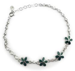 Jolie Bratara pentru Copii, Jolie, Argint 925, Model Floare, cu Email si Zirconiu, 21 cm/4.5g Argintiu/Verde inchis (166597)