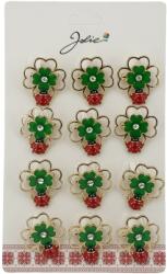 Jolie Set 12 Brose Martisor de Primavara Margareta cu Fluture si Buburuza, Jolie, Brose din Metal, Aspect Lacuit, 2, 5 x 2, 5 cm per Unitate, Rosu/Verde (134031)