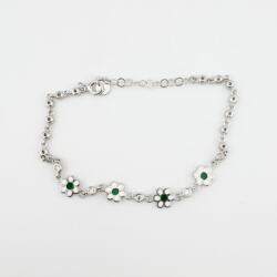 Jolie Bratara pentru Copii, Jolie, Argint 925, Model Floare cu Piatra, cu Email si Zirconiu, 21 cm/4.5g Argintiu/Verde (166529)