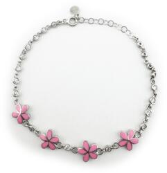 Jolie Bratara pentru Copii, Jolie, Argint 925, Model Floare, cu Email si Zirconiu, 21 cm/4.5g Argintiu/Roz (166590)