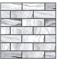 Flippy 10 x Placi Tapet Autocolant 3D cu Imitatie de Marmura Dreptunghiulara, pentru Perete Bucatarie Sufragerie, Usor de Curatat, Rezistent la Apa, Autoadeziv, 30x30 cm, Gri (129746)