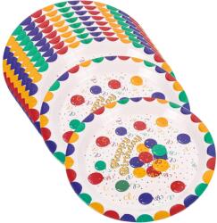 Flippy Set 10 Farfurii de Unica Folosinta, Flippy, din Carton, 18 cm, Model Happy Birthday, Multicolor (133842)