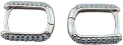Jolie Silver Cercei pentru Dame , Jolie Silver, Argint 925, Design Modern Minimalist, Model U cu Cristale, 2.2 g, Argintiu/ Argintiu (125989)