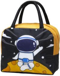Flippy Geanta Termoizolanta pentru Copii, Flippy, 23x13x19 cm, Model Imprimeu Astronaut, din Folie de Aluminiu si Panza Oxford, Negru/Portocaliu (131643)
